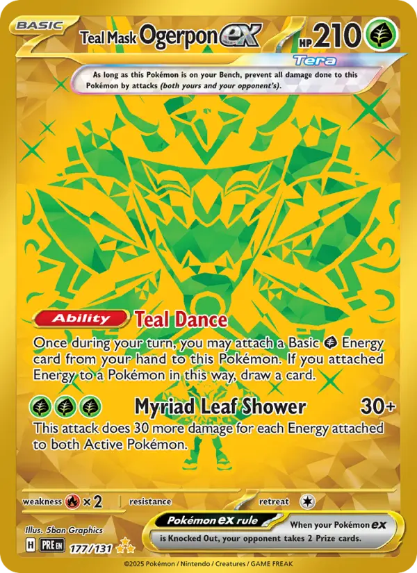 Teal Mask Ogerpon ex Hyper rare Pokemon card #177 from Prismatic Evolutions