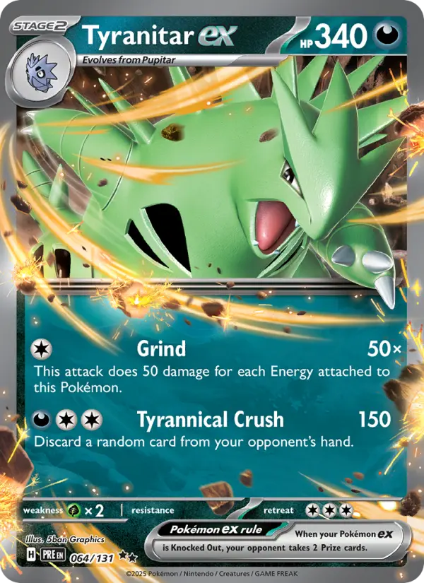Tyranitar ex Double rare Pokemon card #064 from Prismatic Evolutions