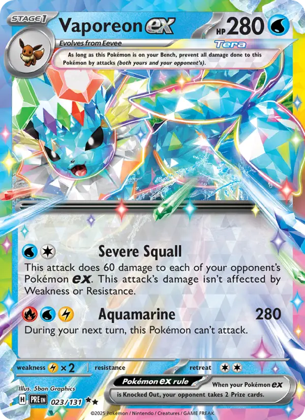 Vaporeon ex Double rare Pokemon card #023 from Prismatic Evolutions