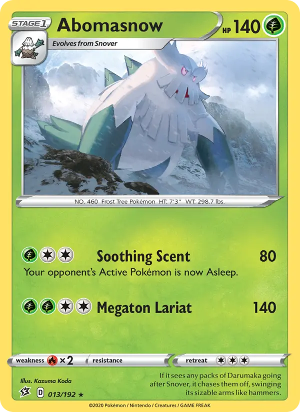 Abomasnow Rare Pokemon card #13 from Rebel Clash