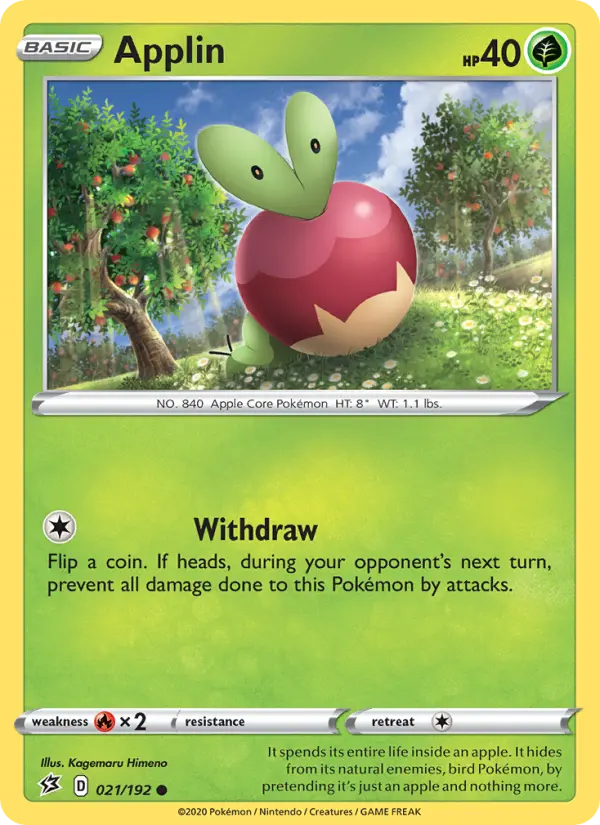 Applin Common Pokemon card #21 from Rebel Clash