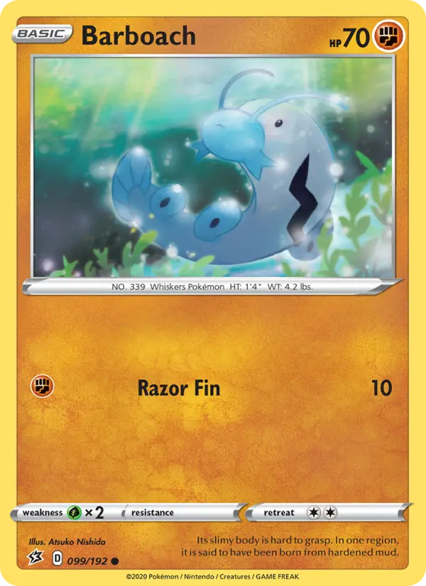 Barboach Common Pokemon card #99 from Rebel Clash