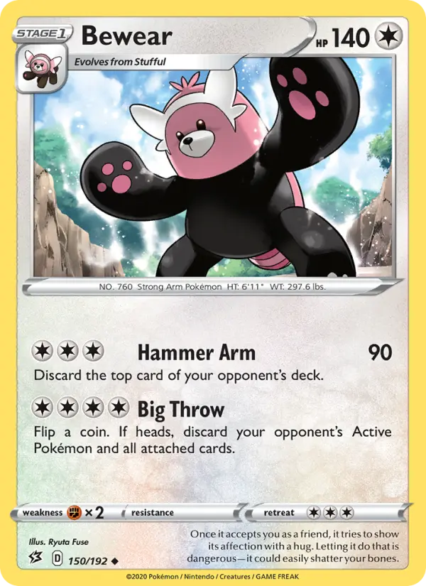 Bewear Uncommon Pokemon card #150 from Rebel Clash