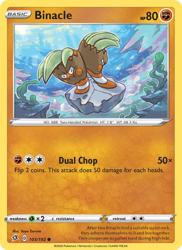 Binacle Common Pokemon card #103 from Rebel Clash