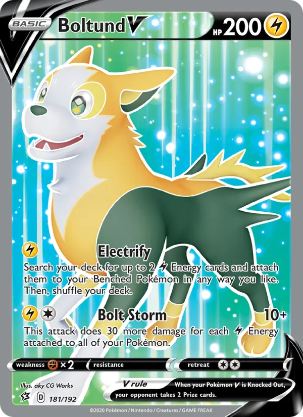Boltund V Ultra Rare Pokemon card #181 from Rebel Clash