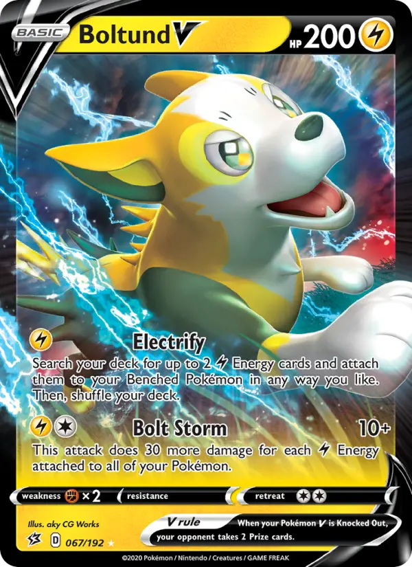 Boltund V Holo Rare V Pokemon card #67 from Rebel Clash