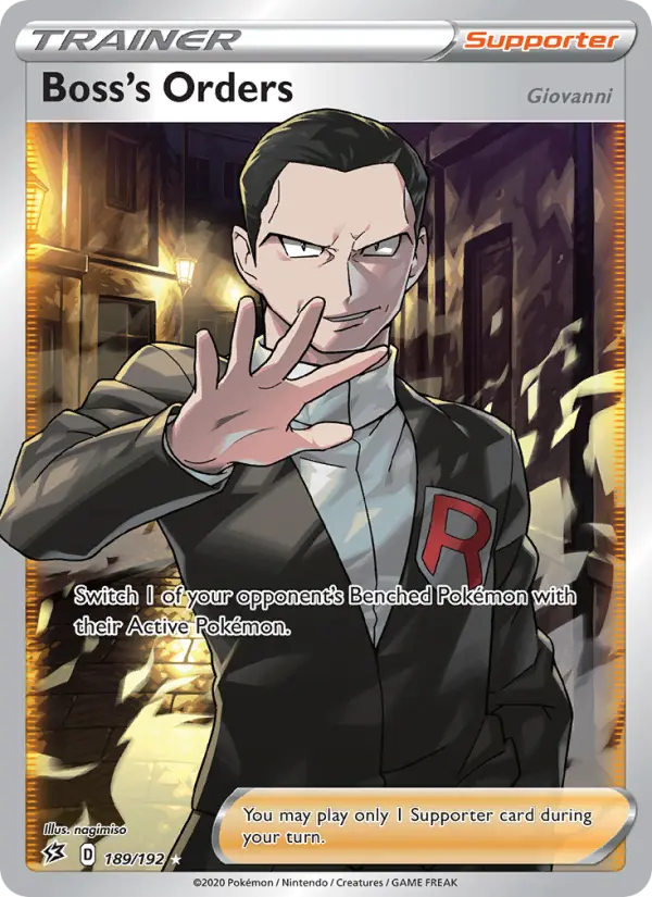 Boss's Orders (Giovanni) Ultra Rare Pokemon card #189 from Rebel Clash