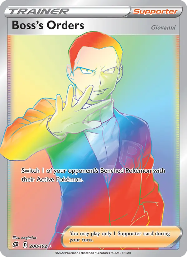 Boss's Orders (Giovanni) Secret Rare Pokemon card #200 from Rebel Clash