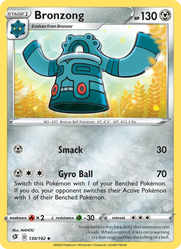 Bronzong Uncommon Pokemon card #130 from Rebel Clash