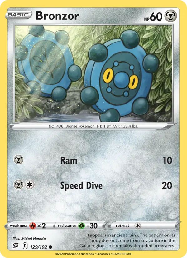 Bronzor Common Pokemon card #129 from Rebel Clash
