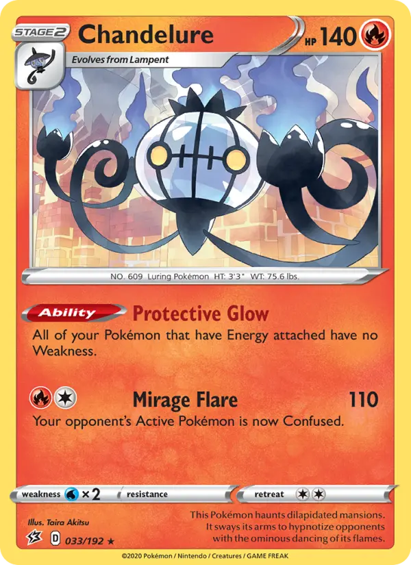 Chandelure Holo Rare Pokemon card #33 from Rebel Clash