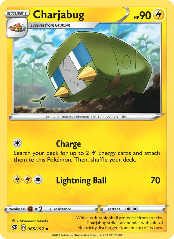 Charjabug Uncommon Pokemon card #65 from Rebel Clash
