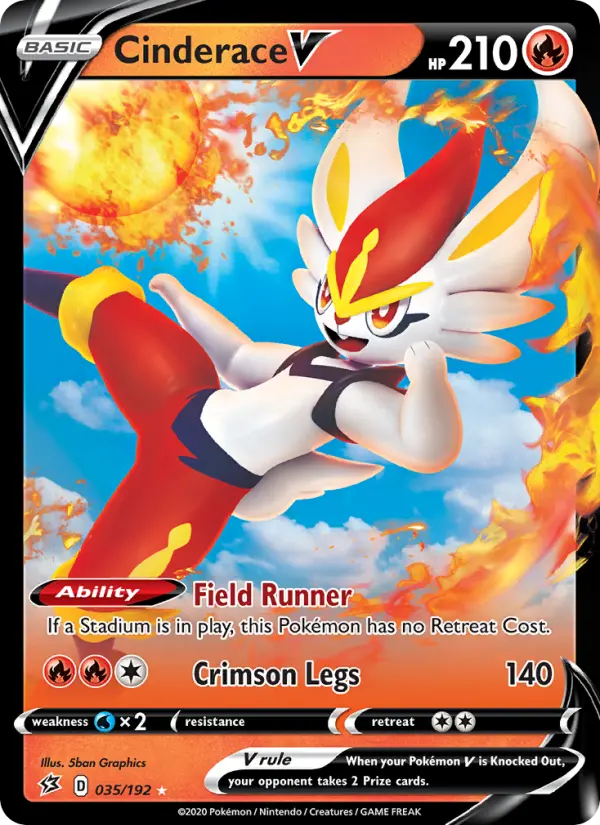 Cinderace V Holo Rare V Pokemon card #35 from Rebel Clash