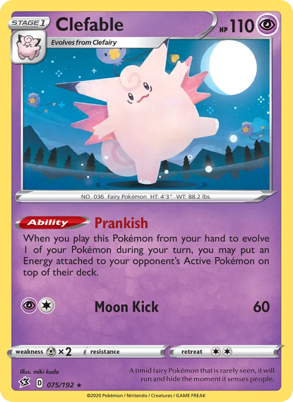 Clefable Holo Rare Pokemon card #75 from Rebel Clash