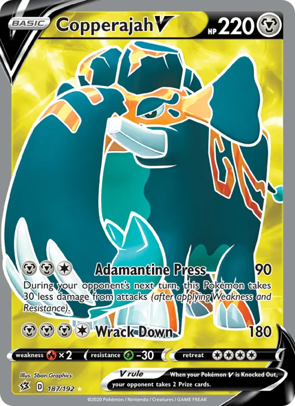 Copperajah V Ultra Rare Pokemon card #187 from Rebel Clash