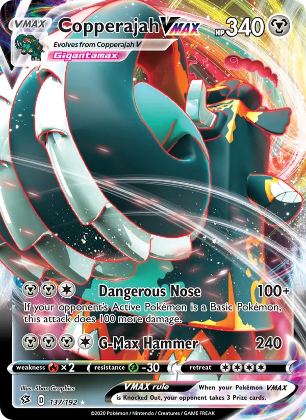 Copperajah VMAX Holo Rare VMAX Pokemon card #137 from Rebel Clash