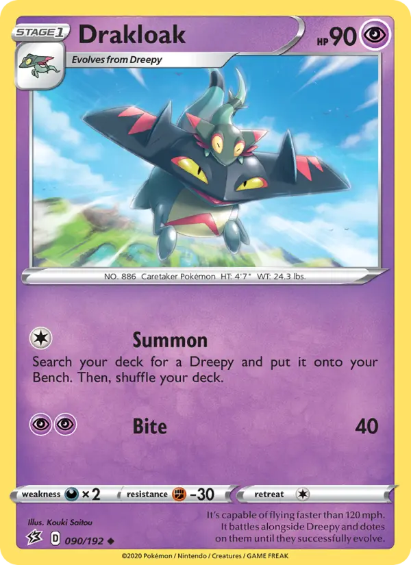 Drakloak Uncommon Pokemon card #90 from Rebel Clash