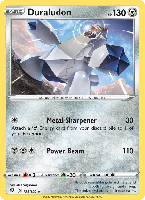 Duraludon Holo Rare Pokemon card #138 from Rebel Clash