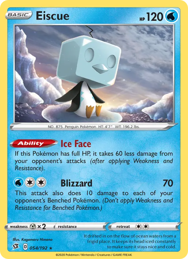Eiscue Holo Rare Pokemon card #54 from Rebel Clash