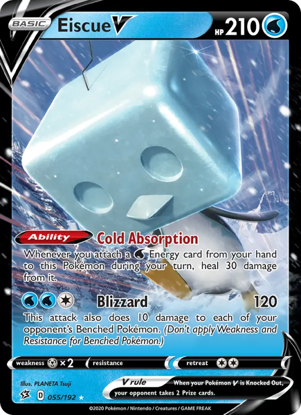 Eiscue V Holo Rare V Pokemon card #55 from Rebel Clash