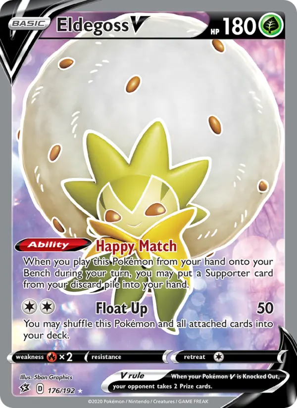 Eldegoss V Ultra Rare Pokemon card #176 from Rebel Clash