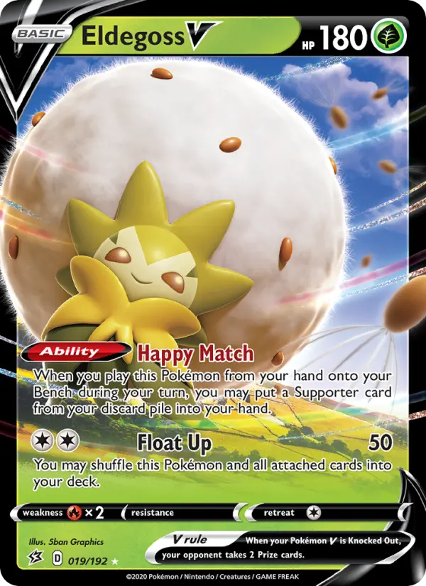 Eldegoss V Holo Rare V Pokemon card #19 from Rebel Clash