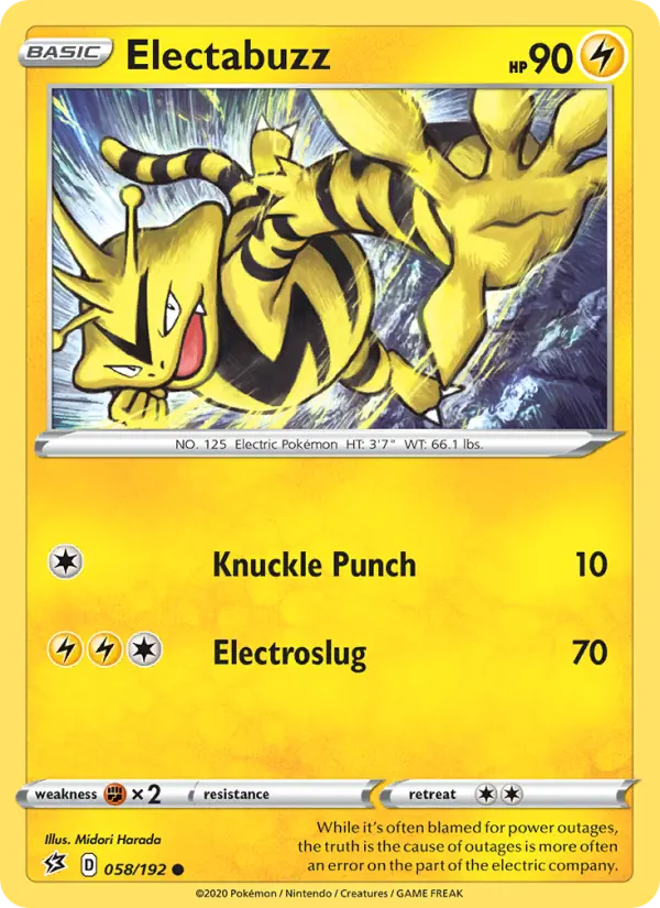 Electabuzz Common Pokemon card #58 from Rebel Clash