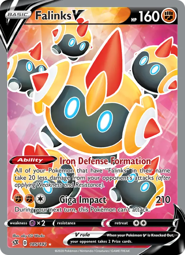 Falinks V Ultra Rare Pokemon card #185 from Rebel Clash