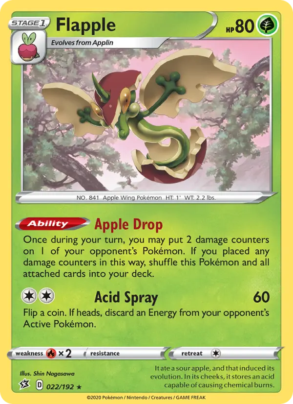 Flapple Holo Rare Pokemon card #22 from Rebel Clash