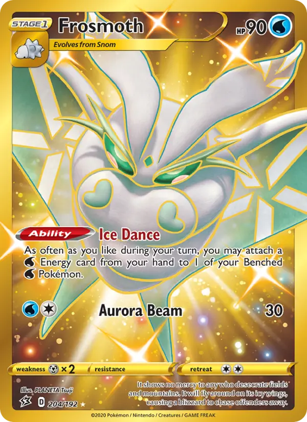 Frosmoth Secret Rare Pokemon card #204 from Rebel Clash