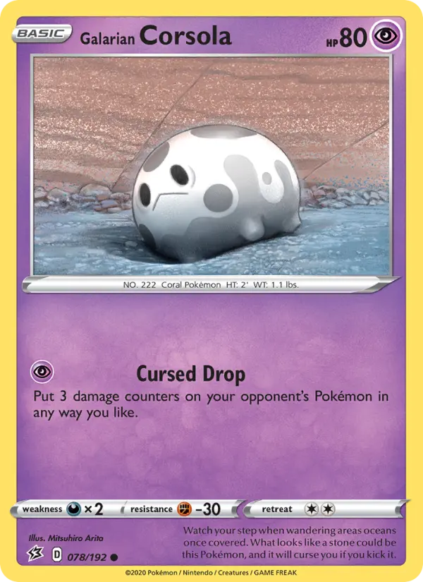 Galarian Corsola Common Pokemon card #78 from Rebel Clash