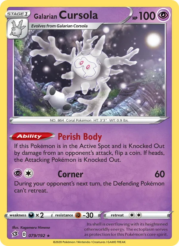 Galarian Cursola Holo Rare Pokemon card #79 from Rebel Clash