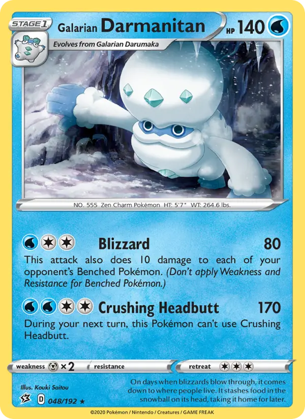 Galarian Darmanitan Rare Pokemon card #48 from Rebel Clash
