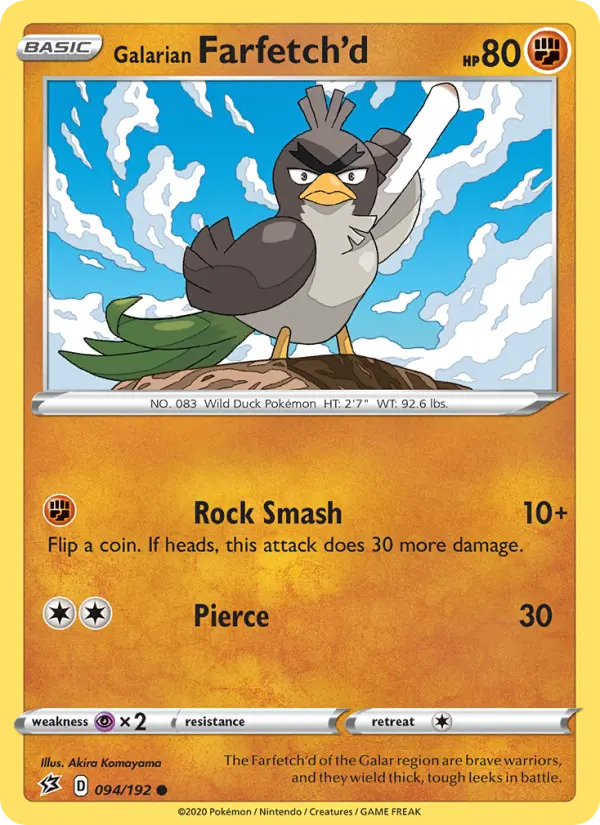 Galarian Farfetch'd Common Pokemon card #94 from Rebel Clash