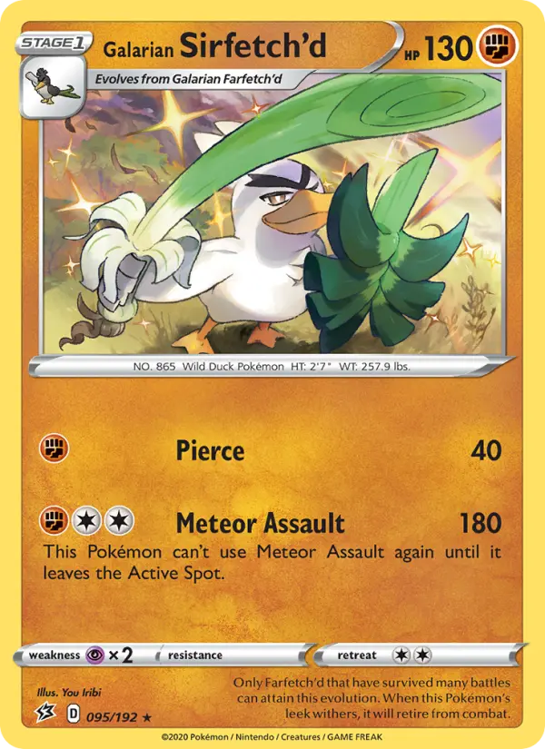 Galarian Sirfetch'd Holo Rare Pokemon card #95 from Rebel Clash