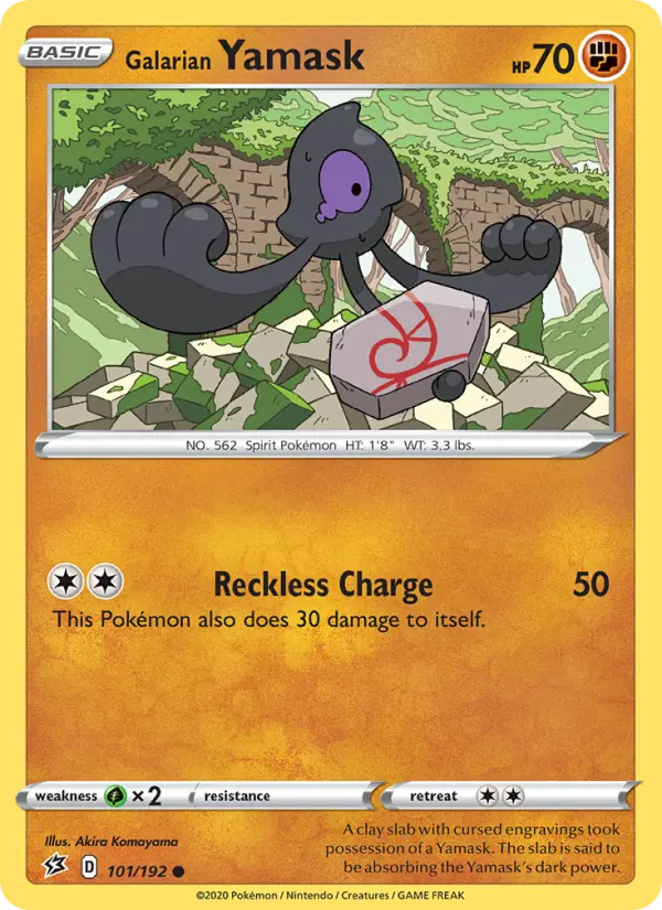 Galarian Yamask Common Pokemon card #101 from Rebel Clash