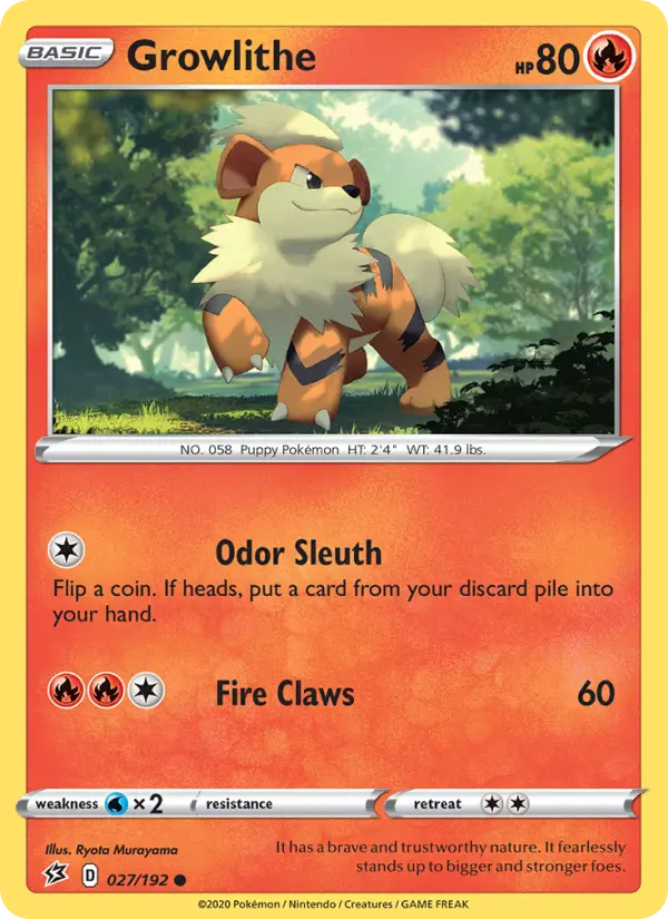Growlithe Common Pokemon card #27 from Rebel Clash