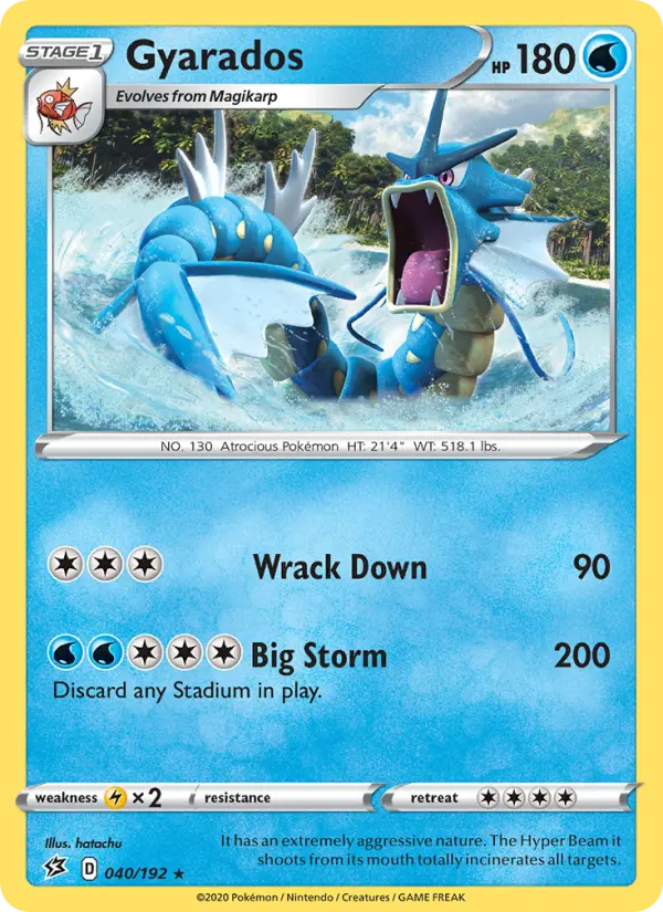 Gyarados Holo Rare Pokemon card #40 from Rebel Clash