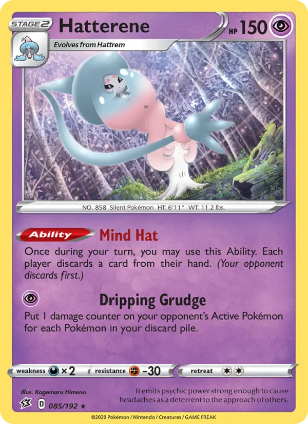 Hatterene Holo Rare Pokemon card #85 from Rebel Clash