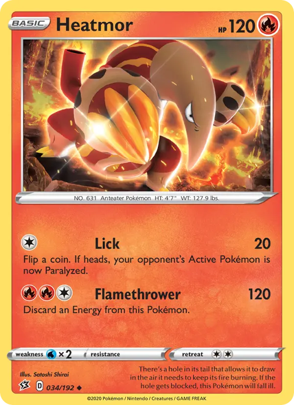 Heatmor Uncommon Pokemon card #34 from Rebel Clash