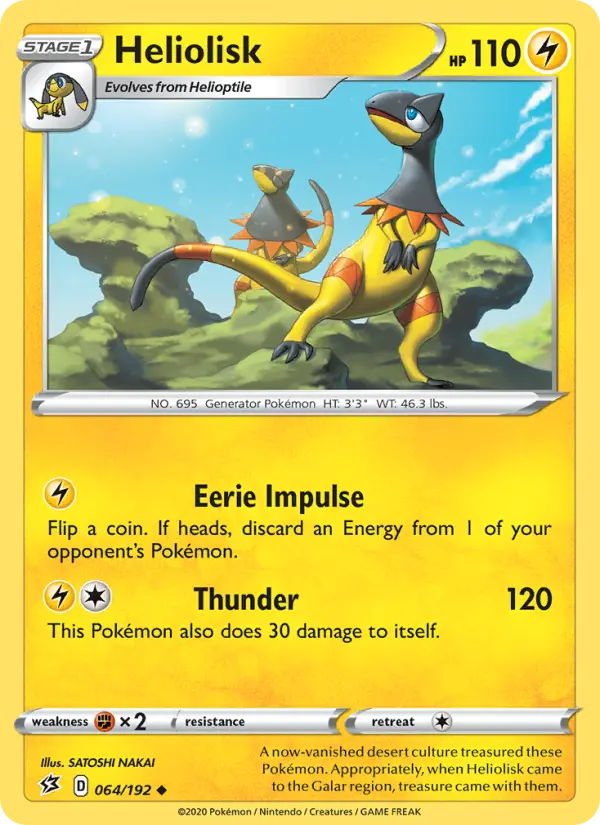 Heliolisk Uncommon Pokemon card #64 from Rebel Clash