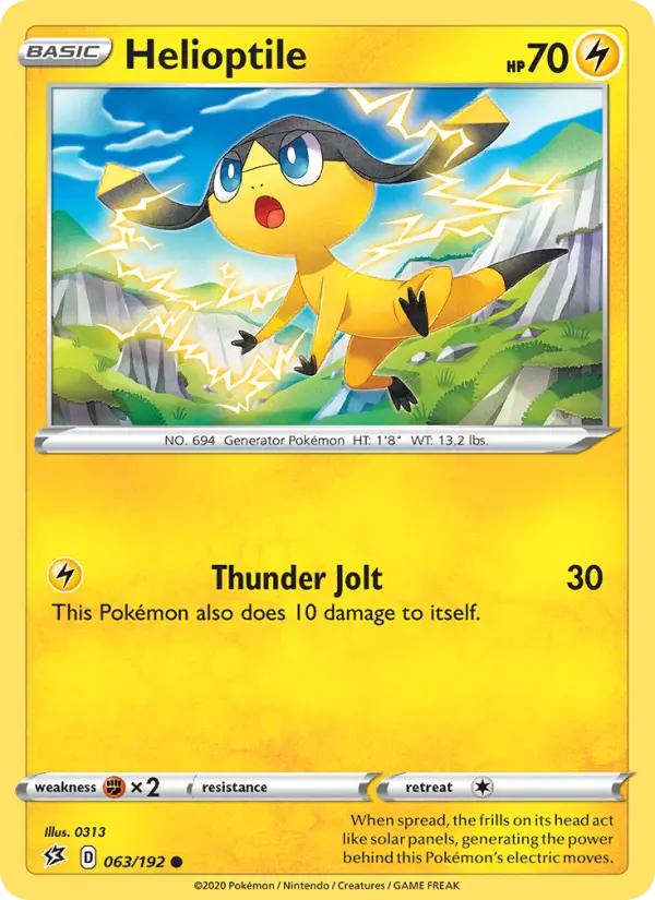 Helioptile Common Pokemon card #63 from Rebel Clash