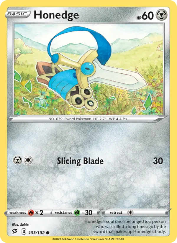 Honedge Common Pokemon card #133 from Rebel Clash