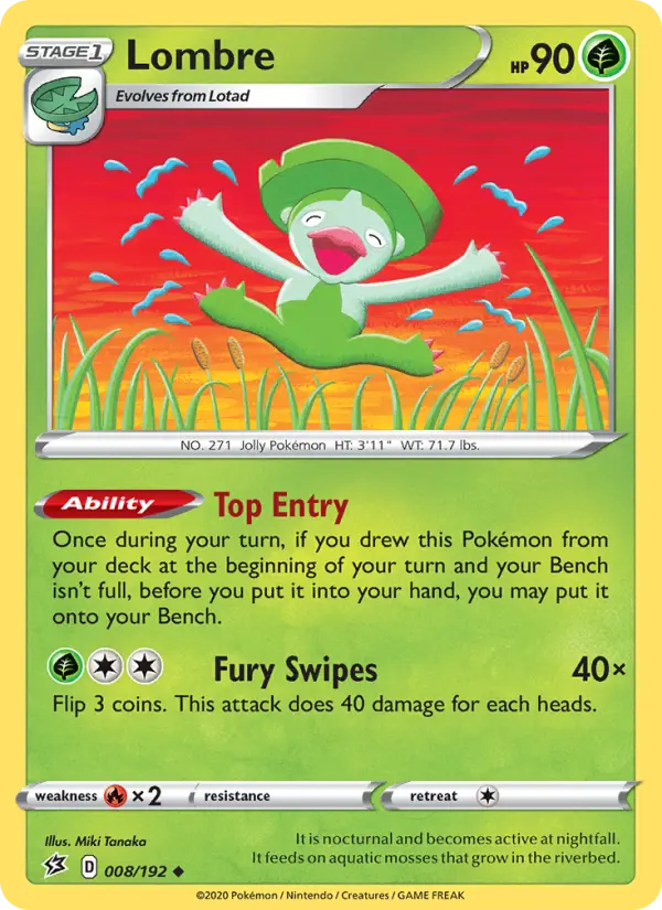 Lombre Uncommon Pokemon card #8 from Rebel Clash