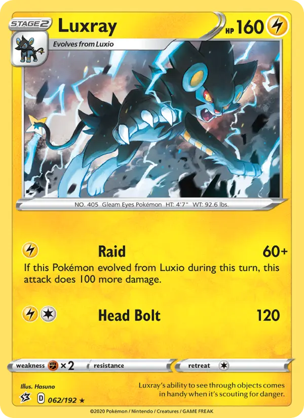 Luxray Holo Rare Pokemon card #62 from Rebel Clash