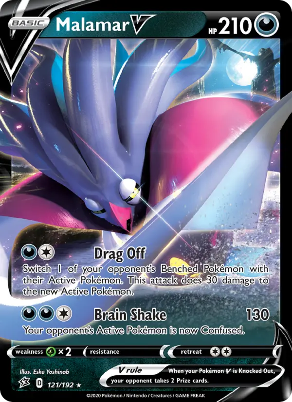 Malamar V Holo Rare V Pokemon card #121 from Rebel Clash