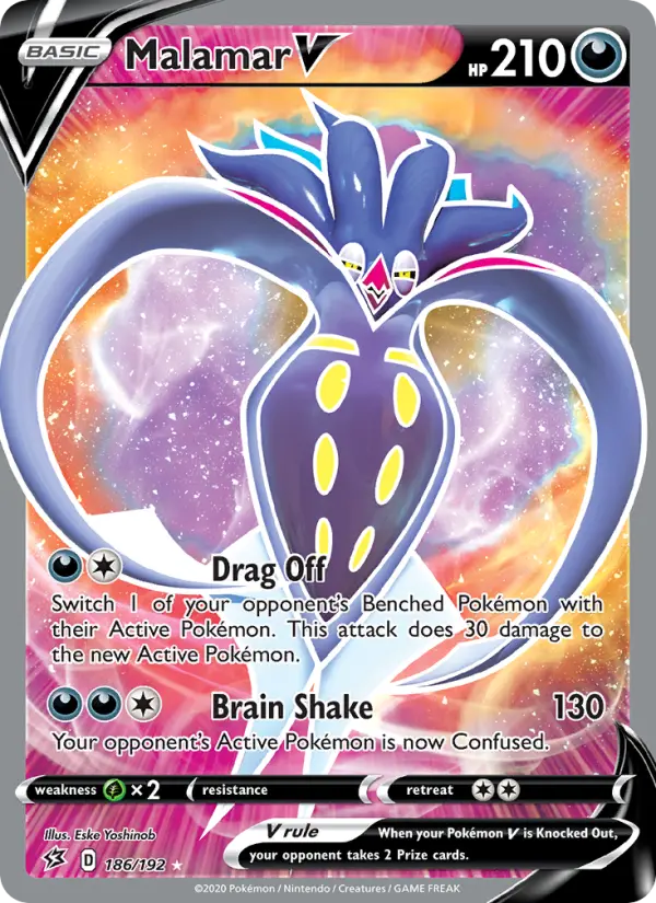 Malamar V Ultra Rare Pokemon card #186 from Rebel Clash