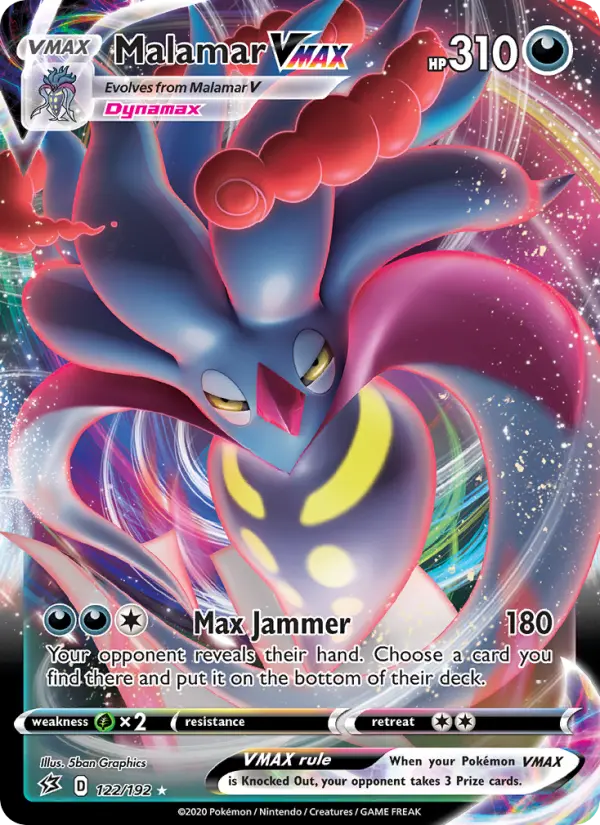 Malamar VMAX Holo Rare VMAX Pokemon card #122 from Rebel Clash
