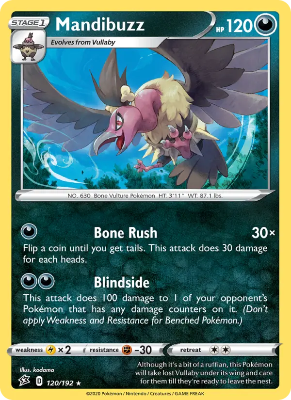 Mandibuzz Rare Pokemon card #120 from Rebel Clash