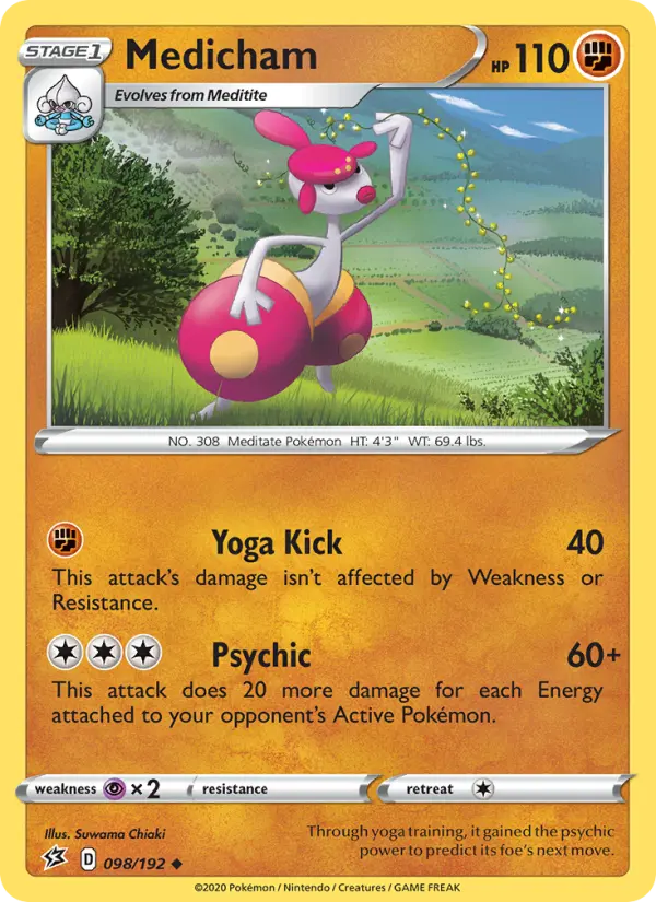 Medicham Uncommon Pokemon card #98 from Rebel Clash